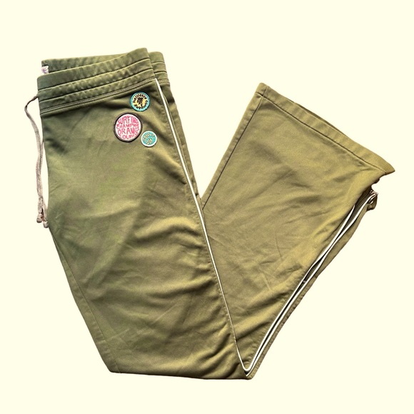 Hollister olive green low rise sweat pants Y2K with patches Size M - Picture 1 of 6